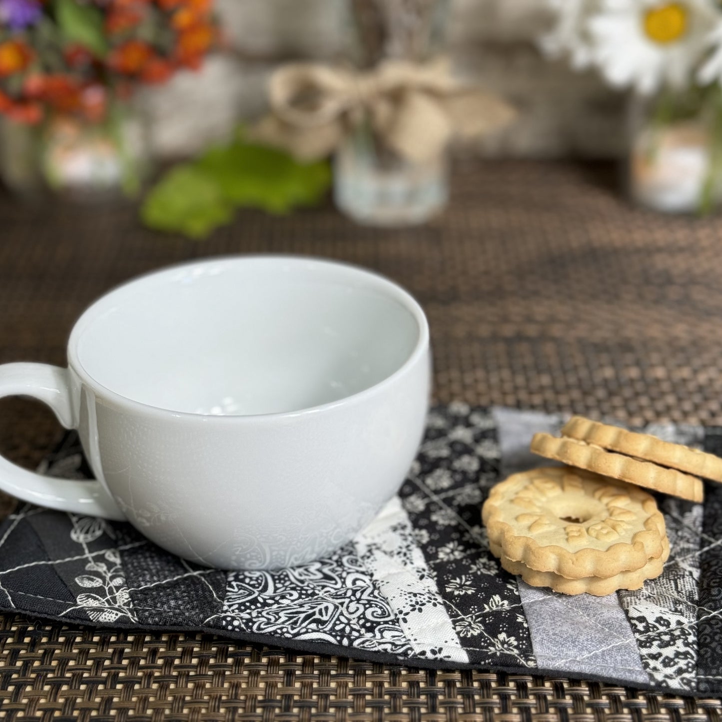 Coasters | Extra Large | Upcycled 1 Pack | Black/White Combo