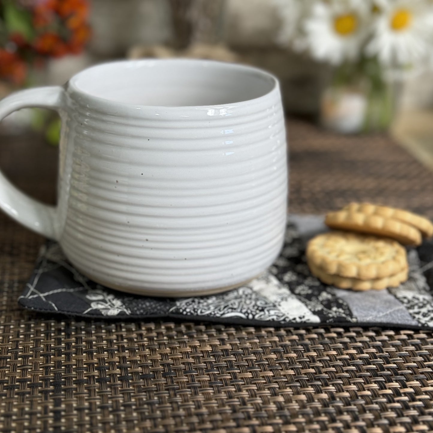 Coasters | Extra Large | Upcycled 1 Pack | Black/White Combo