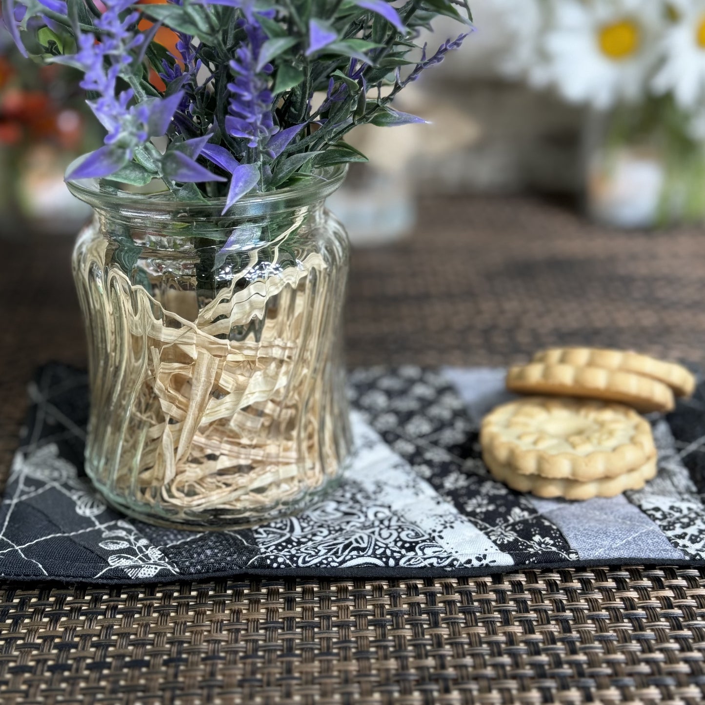 Coasters | Extra Large | Upcycled 1 Pack | Black/White Combo