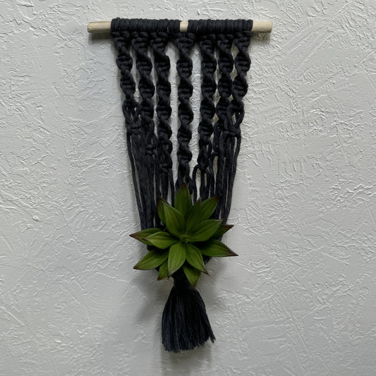 Macrame - Air Plant Hanger - Denim Blue Swirls