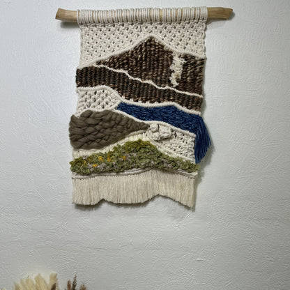 Macrame - Fiber Art - Mountain & Waterfall