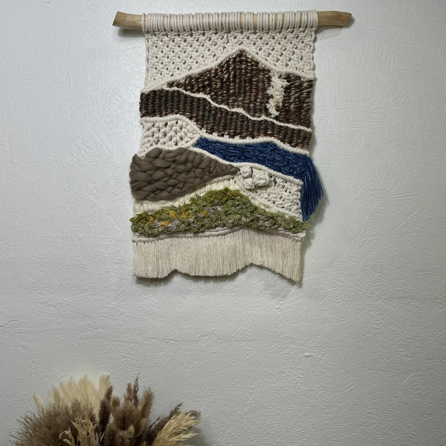 Macrame - Fiber Art - Mountain & Waterfall