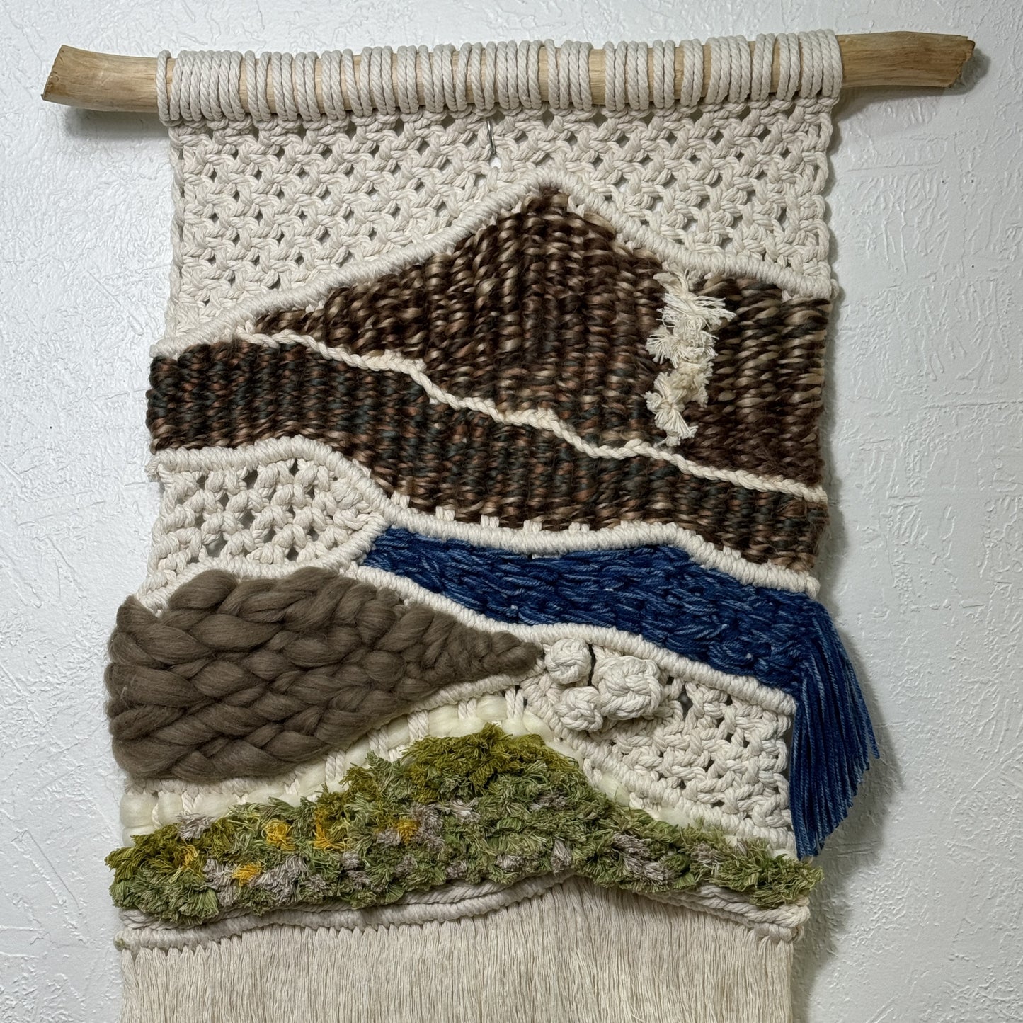 Macrame - Fiber Art - Mountain & Waterfall