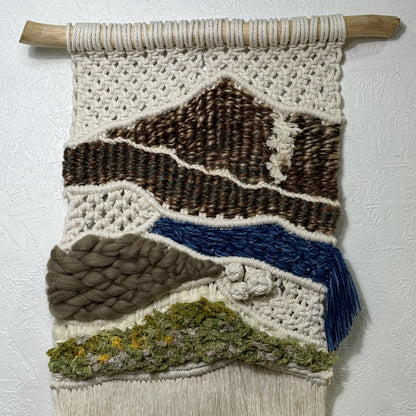 Macrame - Fiber Art - Mountain & Waterfall