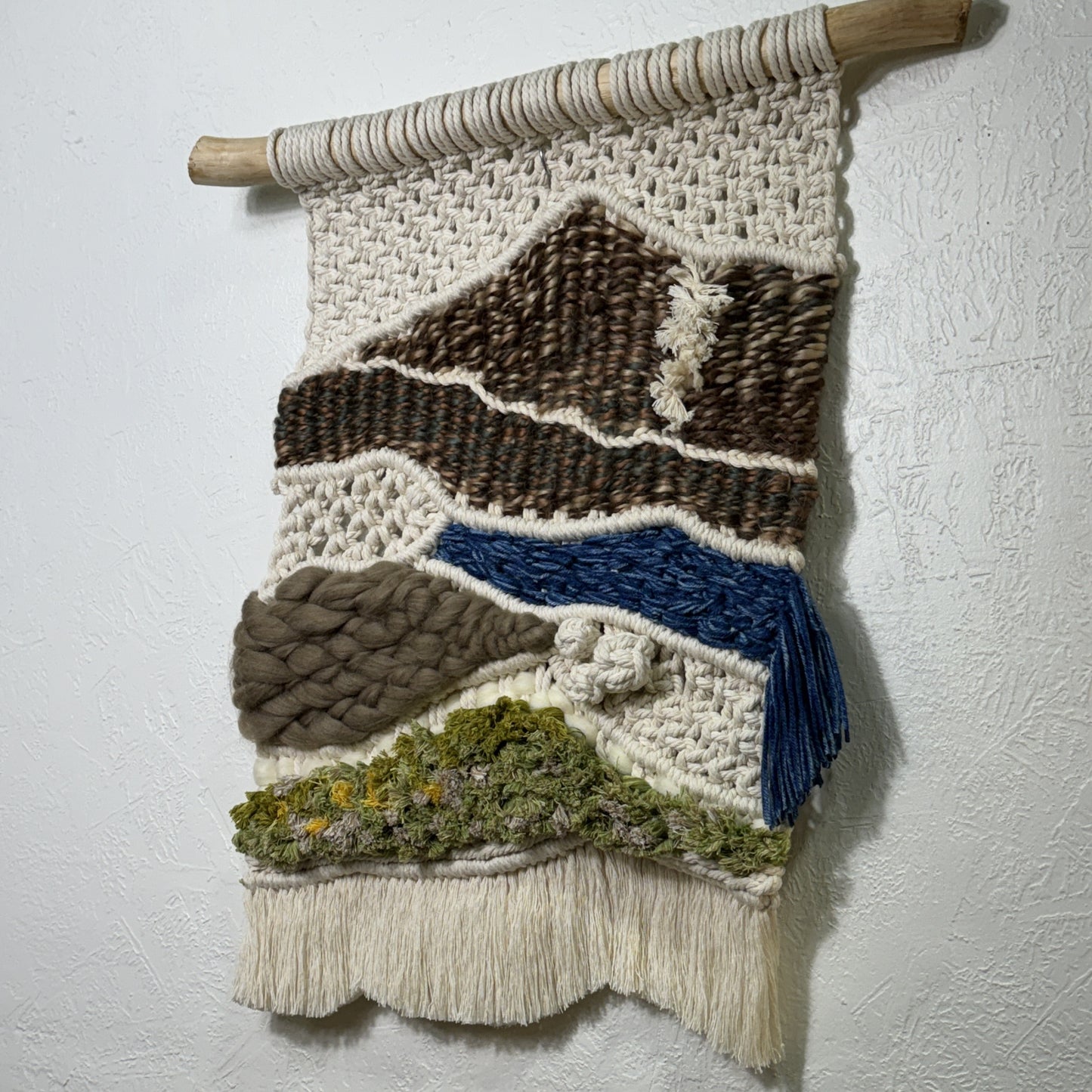 Macrame - Fiber Art - Mountain & Waterfall