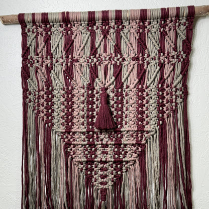 Macrame - Bands of Burgundy & Grey