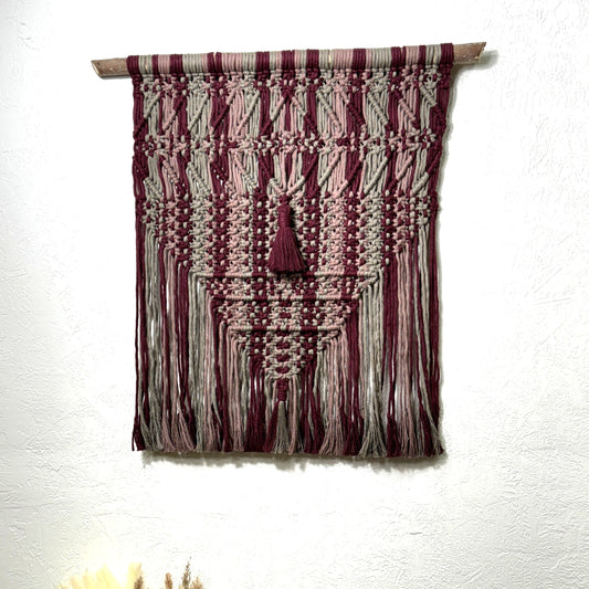 Macrame | Bands of Burgundy & Grey