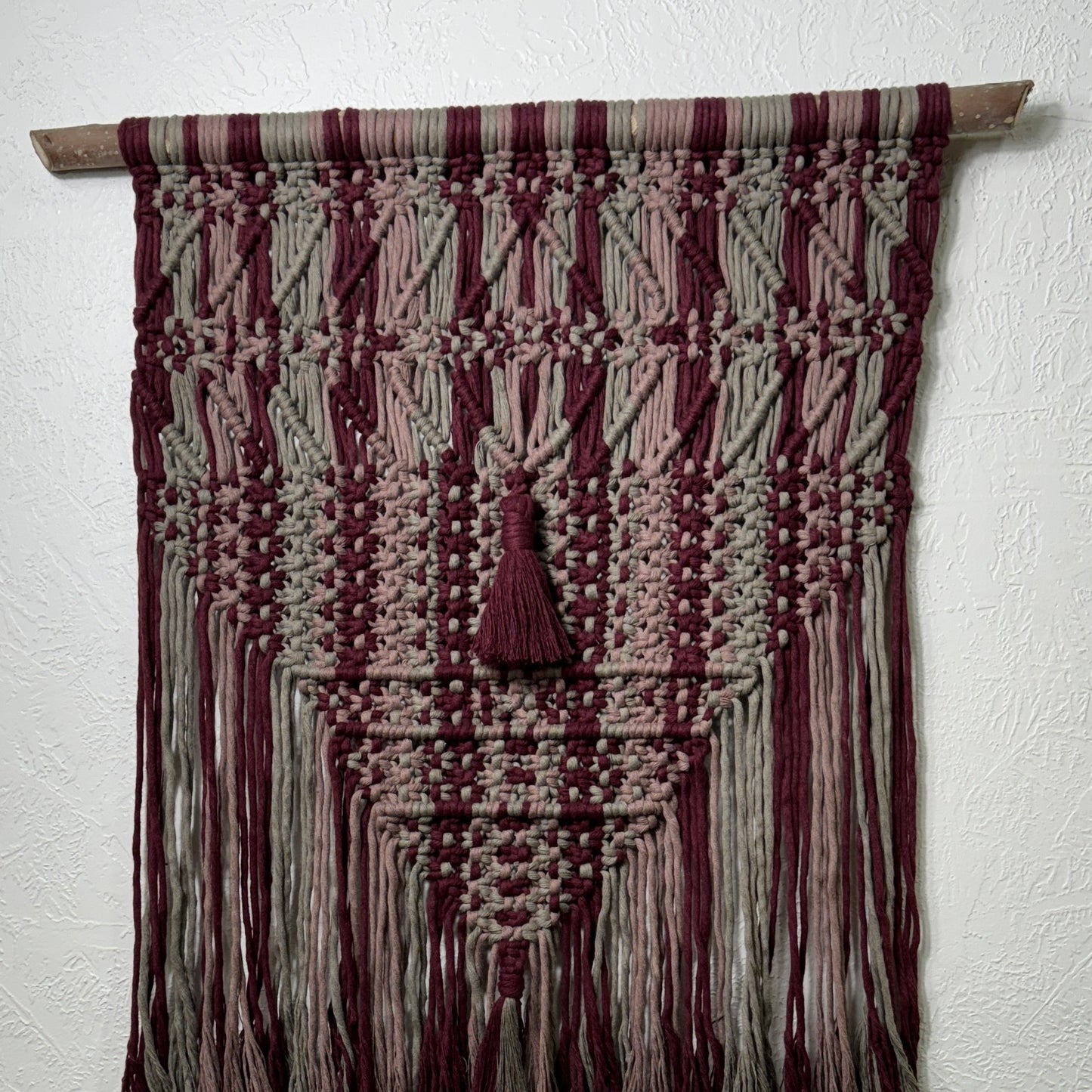 Macrame - Bands of Burgundy & Grey