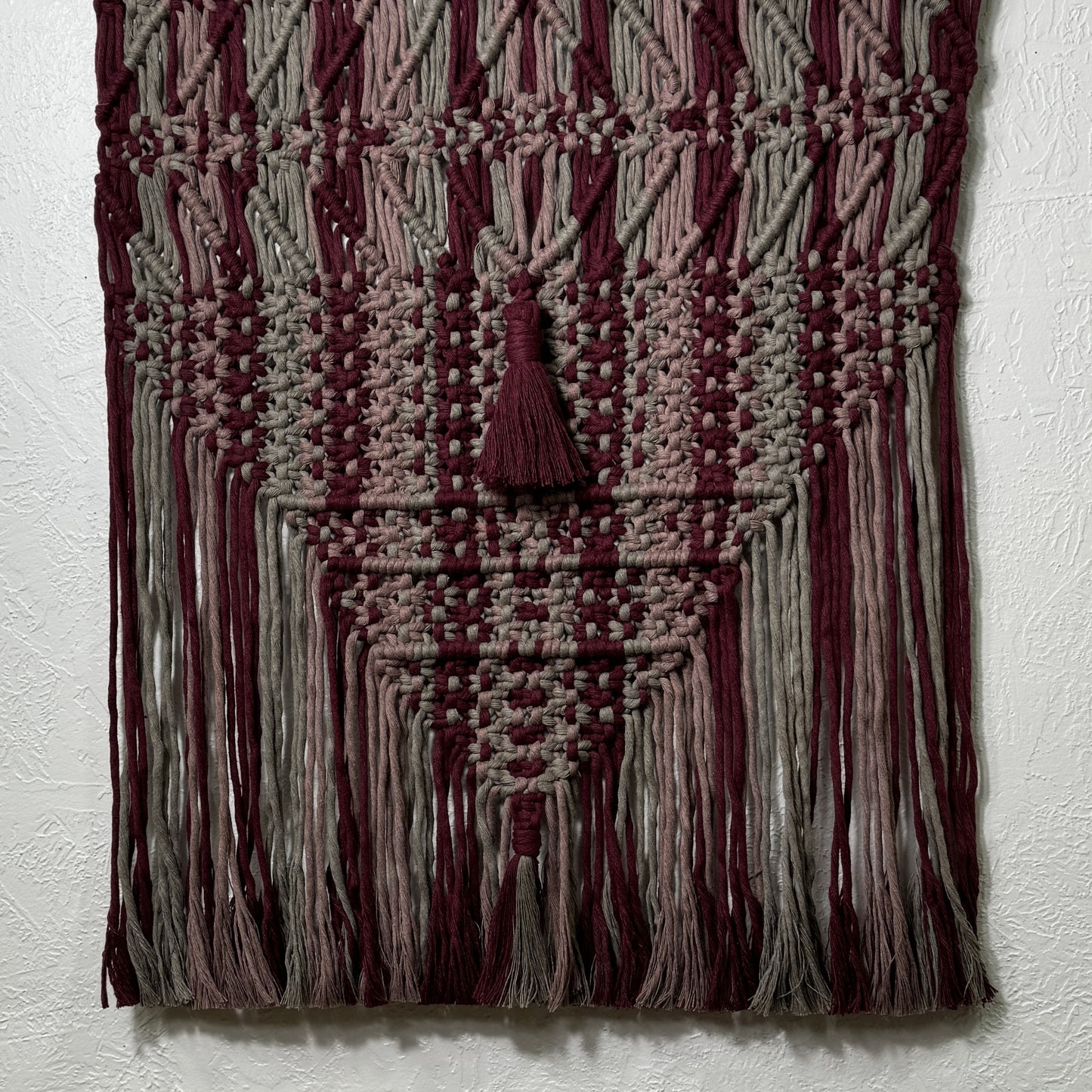 Macrame - Bands of Burgundy & Grey