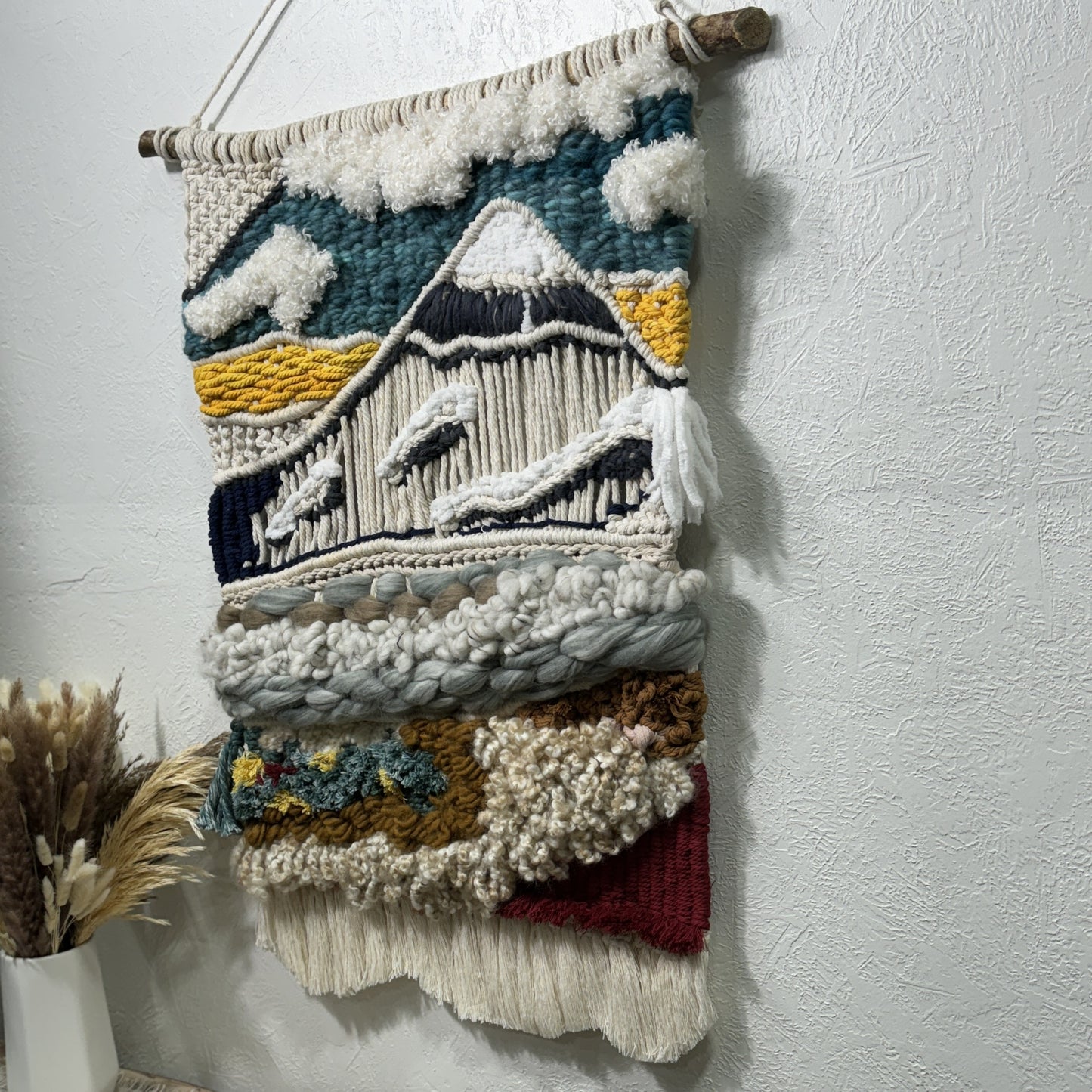 Macrame - Fiber Art - Mountain Clouds and Prairie