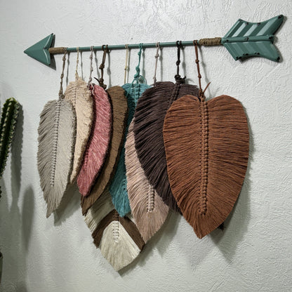 Macrame - Turquoise Arrow and Layered Feathers