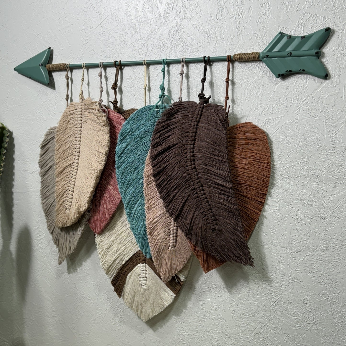 Macrame - Turquoise Arrow and Layered Feathers