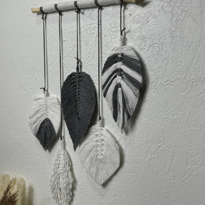 Macrame | Grey and White Feathers Array