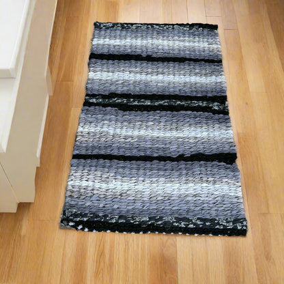 Rug | Skid Proof | Shades of Grey with Black Stripes
