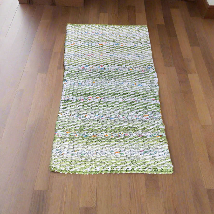 Rug | Skid Proof| Greens in Multi Stripe Pattern