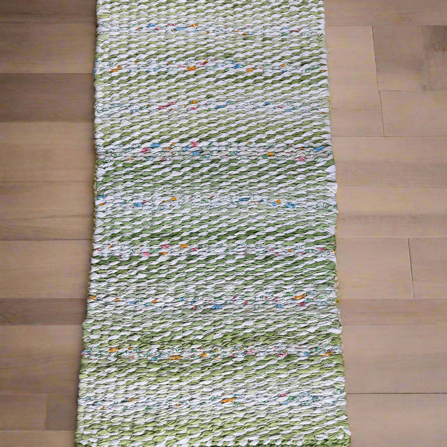 Rug | Skid Proof| Greens in Multi Stripe Pattern