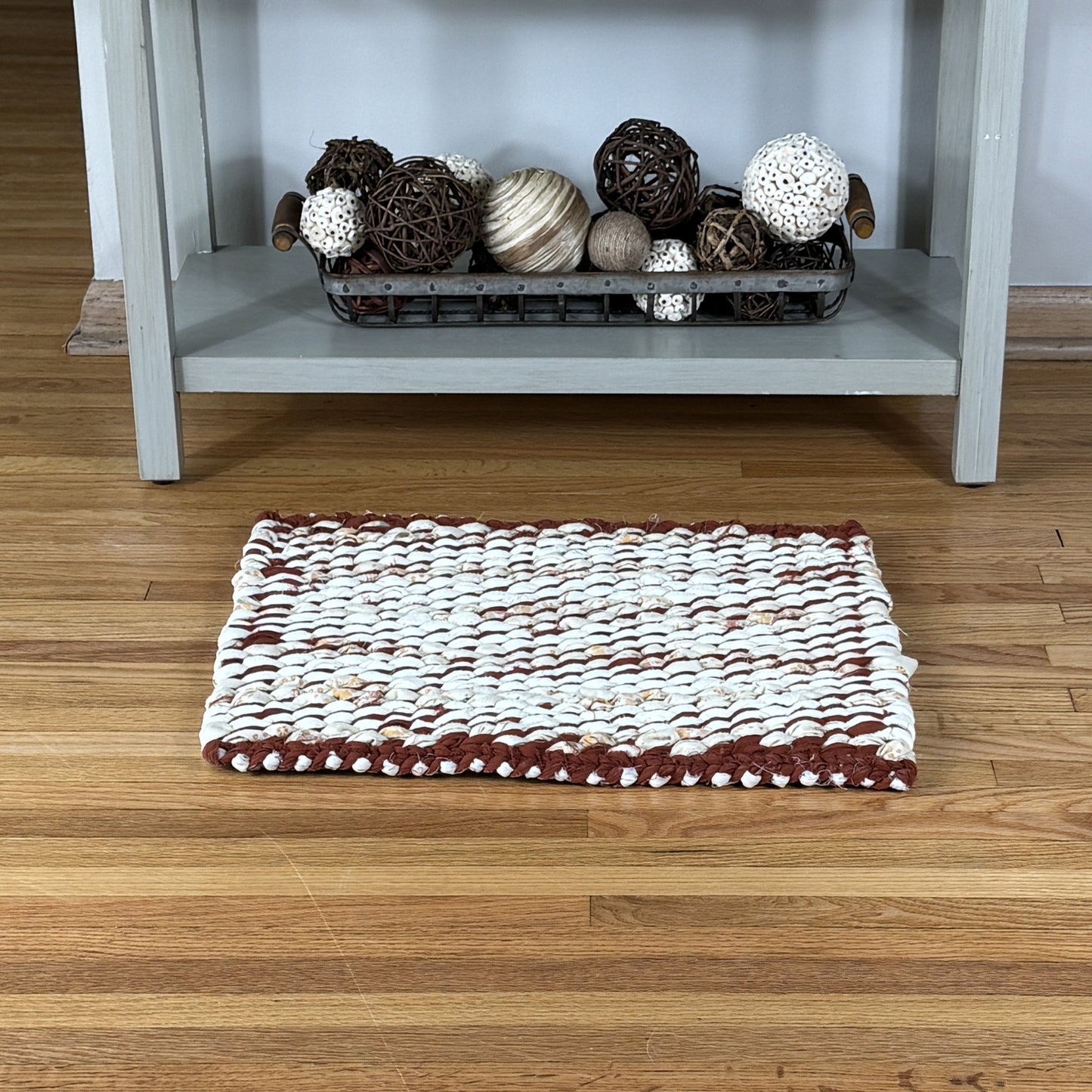 Rug | Skid Proof | Burgundy and Creams Stripe Pattern