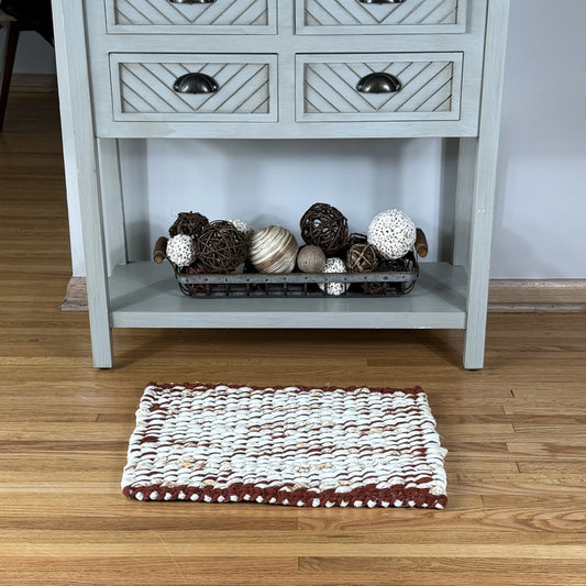 Rug | Skid Proof | Burgundy and Creams Stripe Pattern