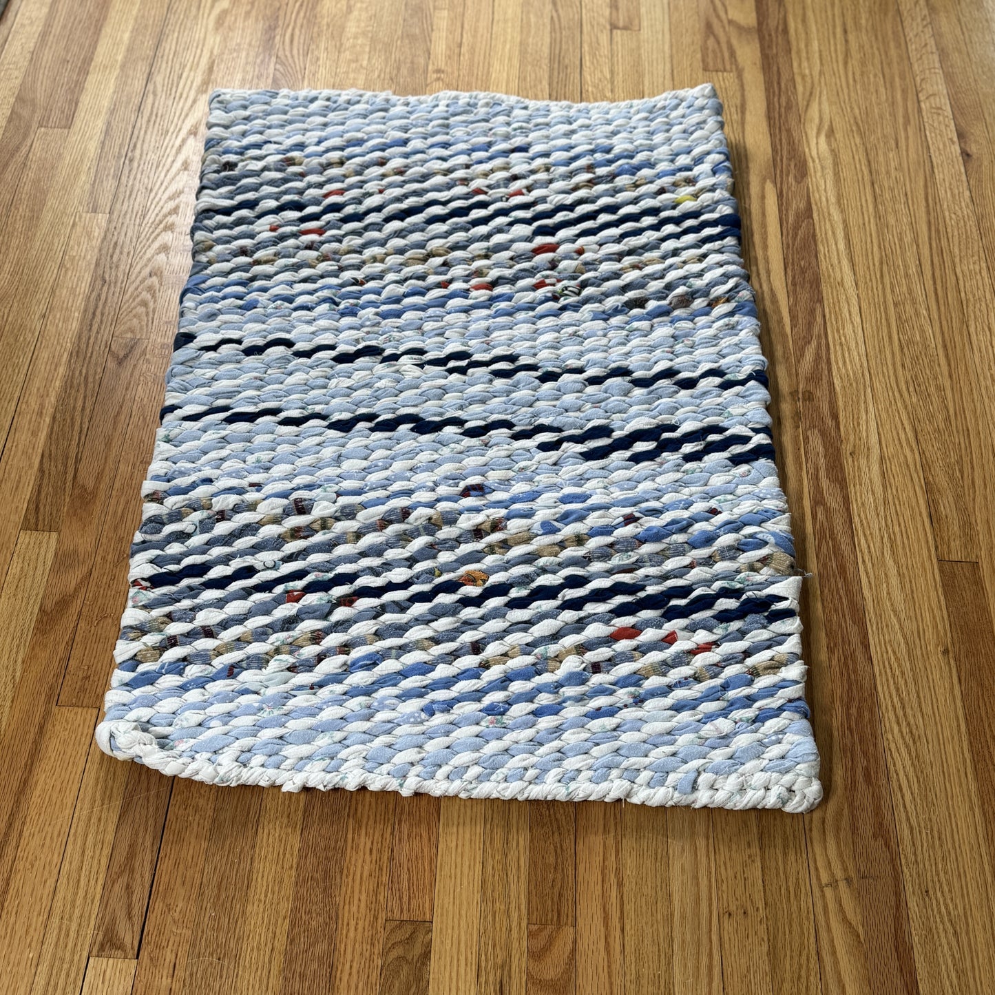 Rug | Skid Proof | Multi Blue with Navy Stripes