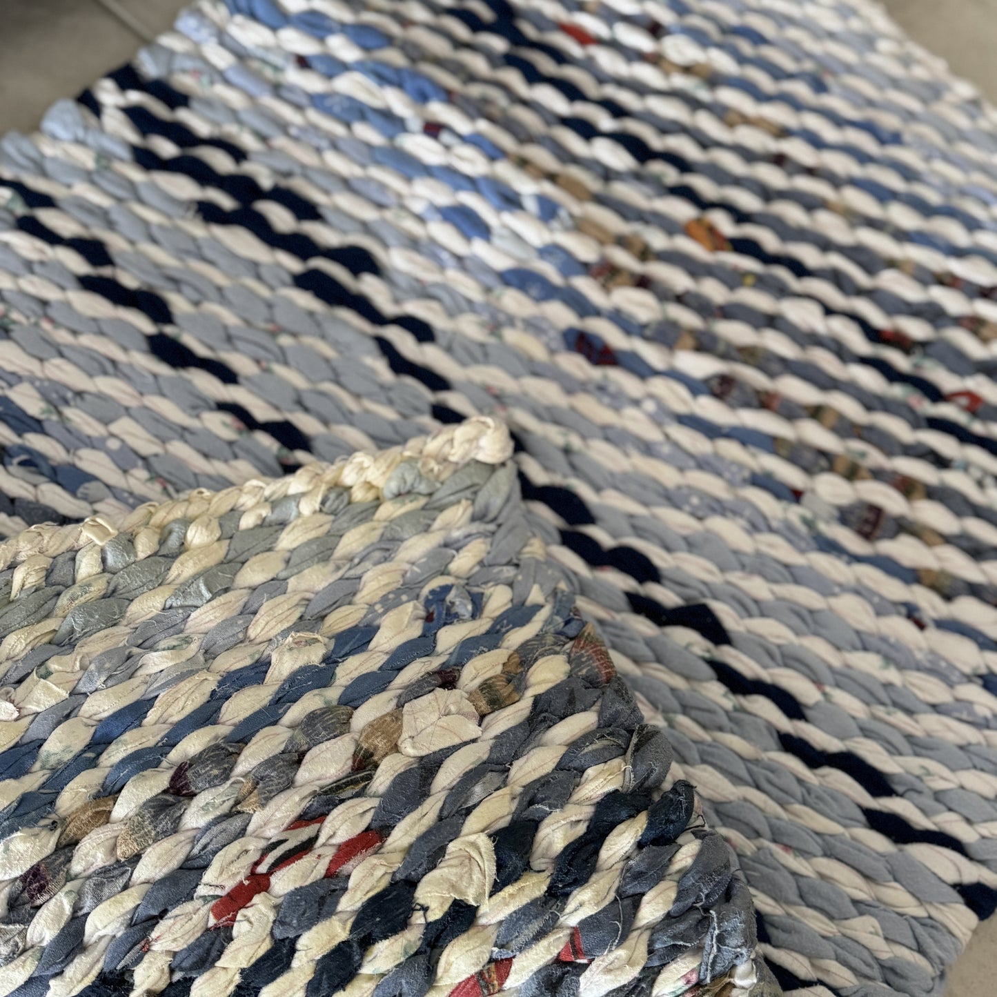 Rug | Skid Proof | Multi Blue with Navy Stripes