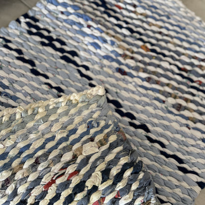 Rug | Skid Proof | Multi Blue with Navy Stripes