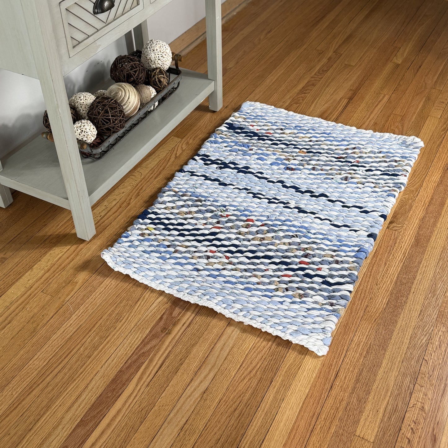 Rug | Skid Proof | Multi Blue with Navy Stripes
