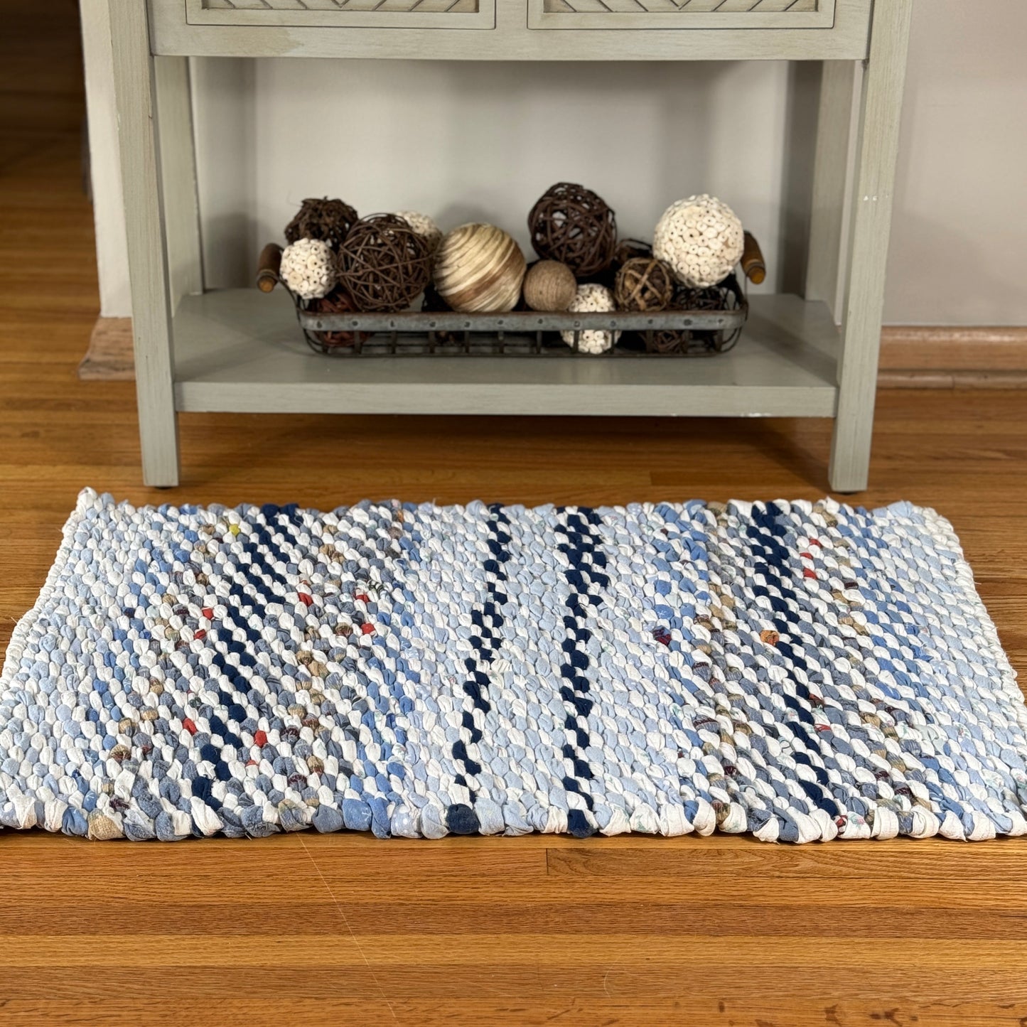 Rug | Skid Proof | Multi Blue with Navy Stripes