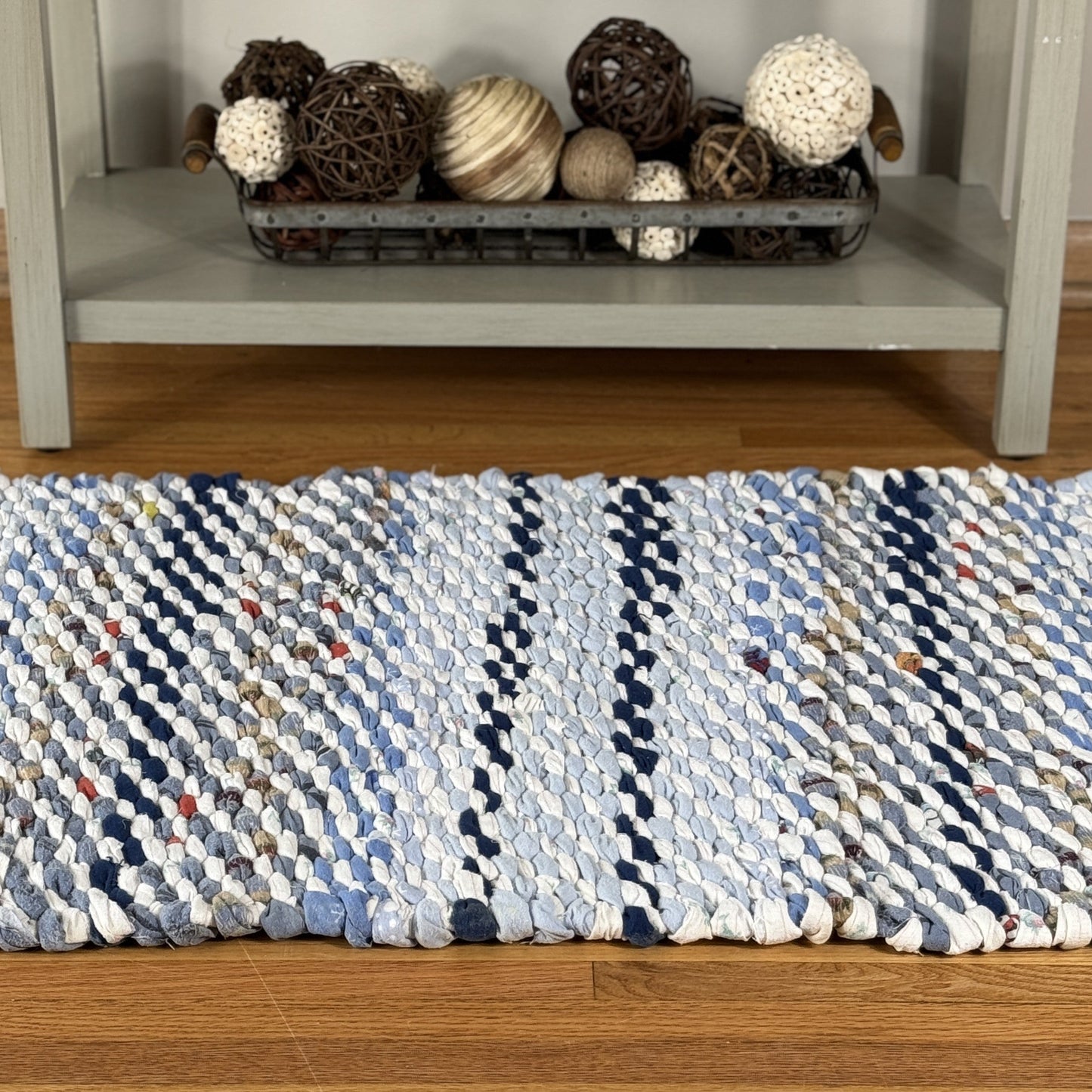 Rug | Skid Proof | Multi Blue with Navy Stripes