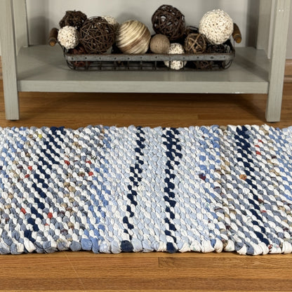 Rug | Skid Proof | Multi Blue with Navy Stripes