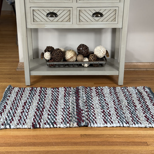 Rug | Skid Proof | Burgundy and Grays Stripes