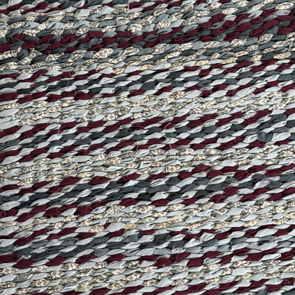 Rug | Skid Proof | Burgundy and Grays Stripes