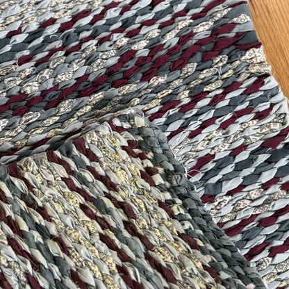 Rug | Skid Proof | Burgundy and Grays Stripes
