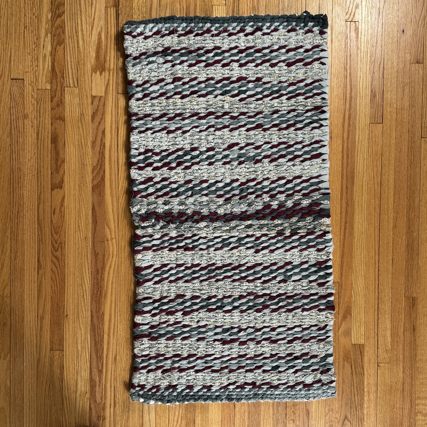 Rug | Skid Proof | Burgundy and Grays Stripes