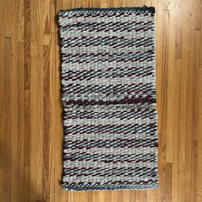 Rug | Skid Proof | Burgundy and Grays Stripes