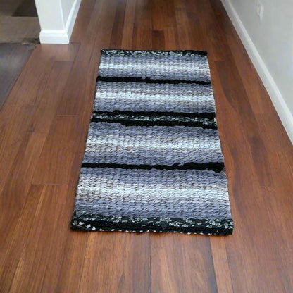Rug | Skid Proof | Shades of Grey with Black Stripes