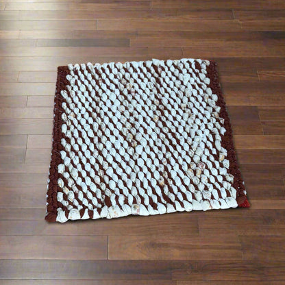 Rug | Skid Proof | Burgundy and Creams Stripe Pattern