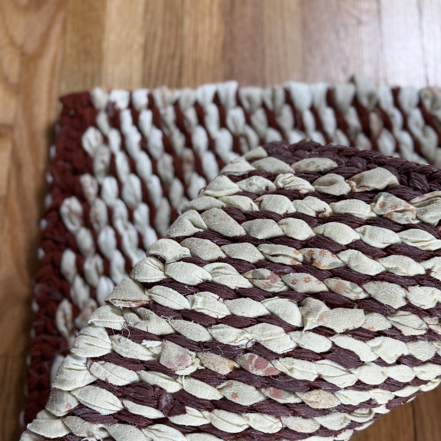 Rug | Skid Proof | Burgundy and Creams Stripe Pattern