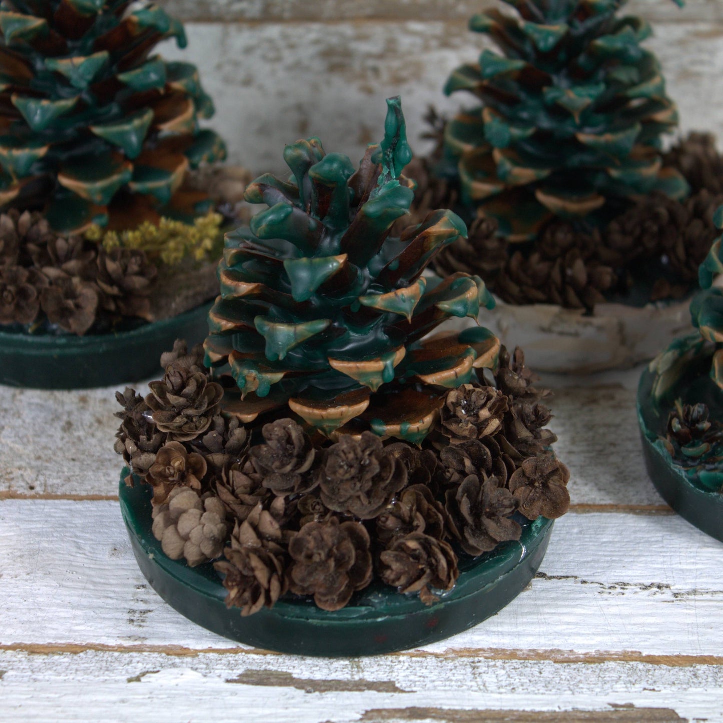 Fire Starter Pinecones w/ Base (100% Beeswax) - Green Large