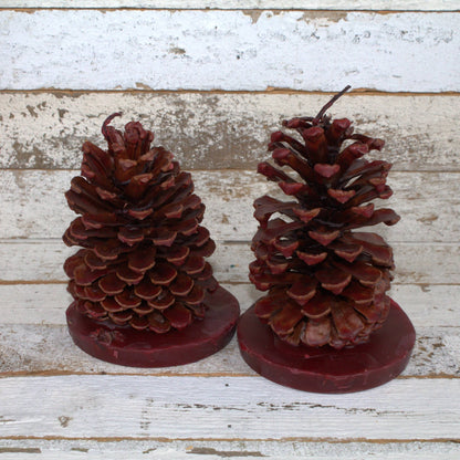 Fire Starter Pinecones w/ Base (100% Beeswax) - Red Large