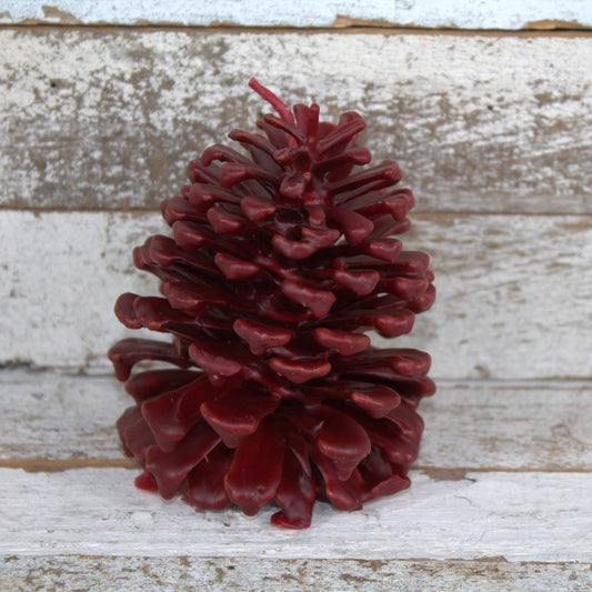 Fire Starter Pinecones (100% Beeswax) - Double Dipped - Red Large