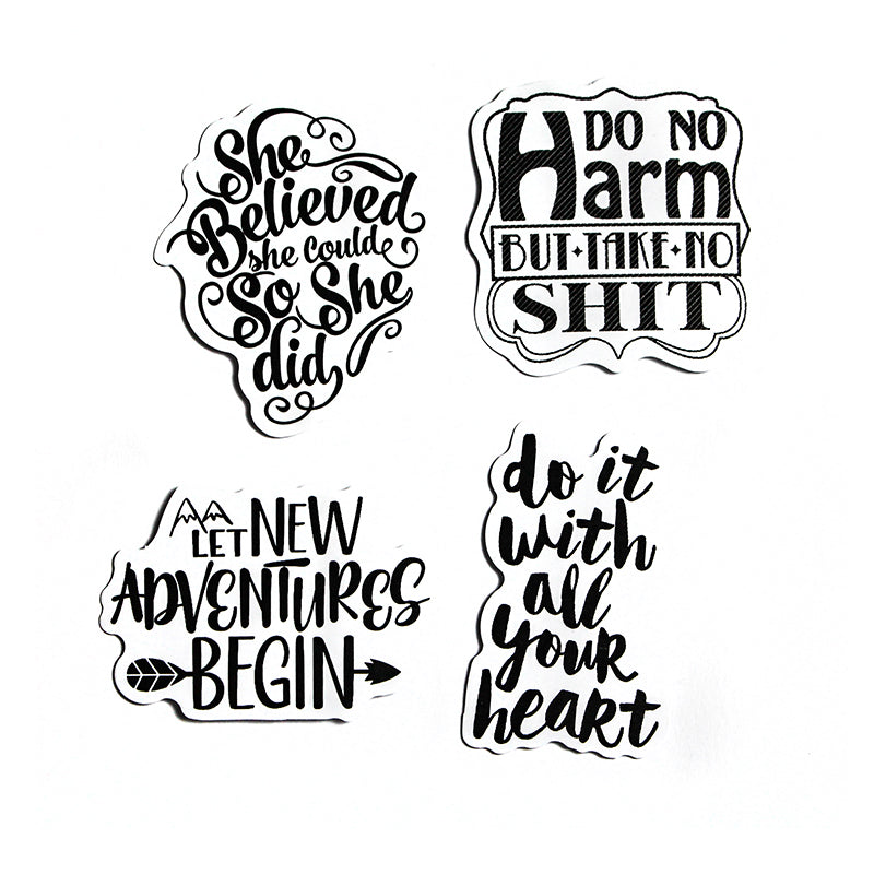 Sayings - Black & White Stickers – Pack of 5