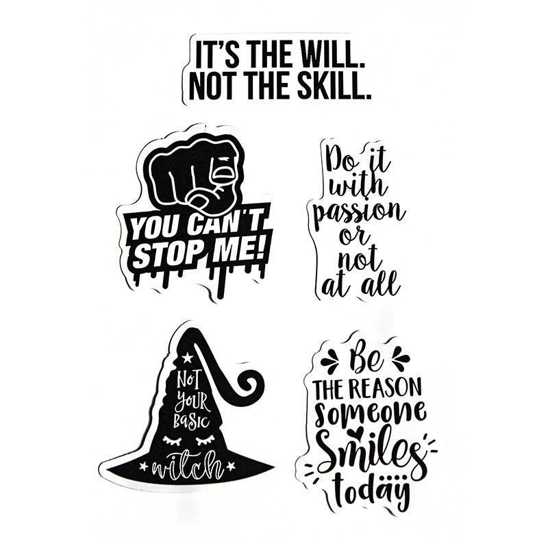 Sayings - Black & White Stickers – Pack of 5