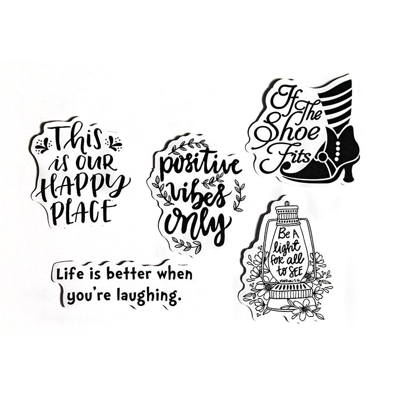 Sayings - Black & White Stickers – Pack of 5