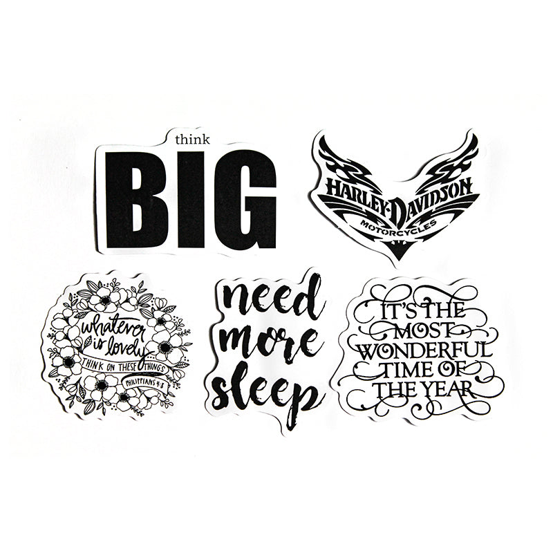 Sayings - Black & White Stickers – Pack of 5