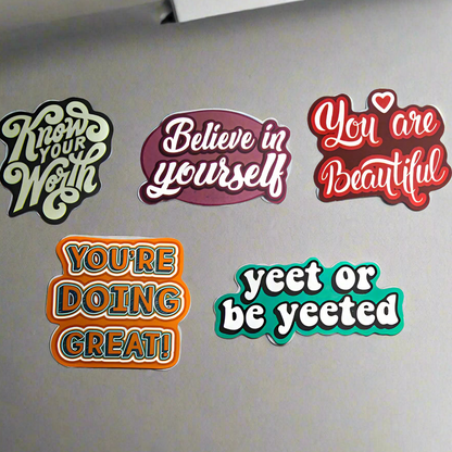 Sayings | Button Stickers | Pack of 5