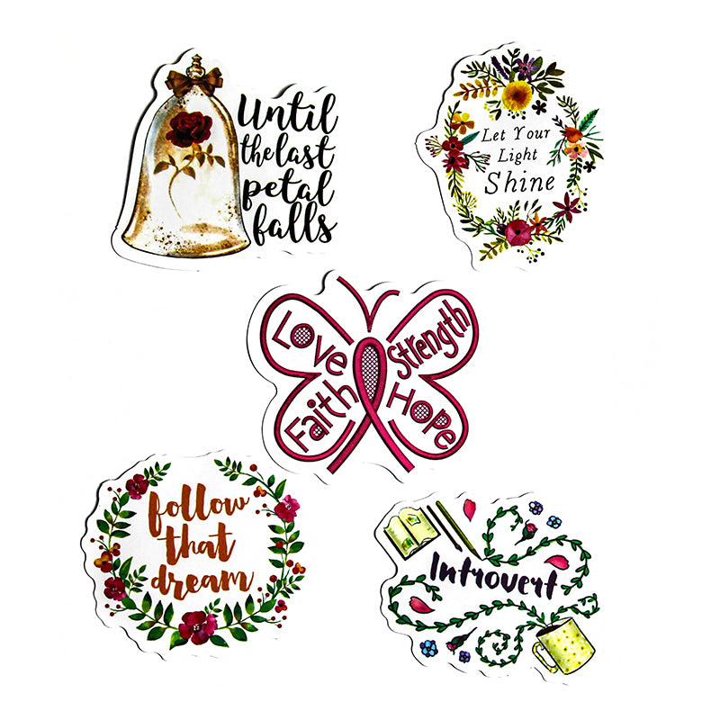 Sayings - Floral Stickers – Pack of 5