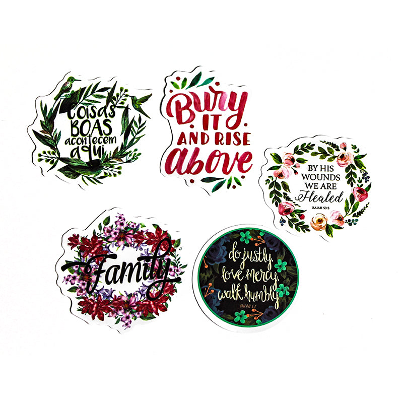 Sayings - Floral Stickers – Pack of 5