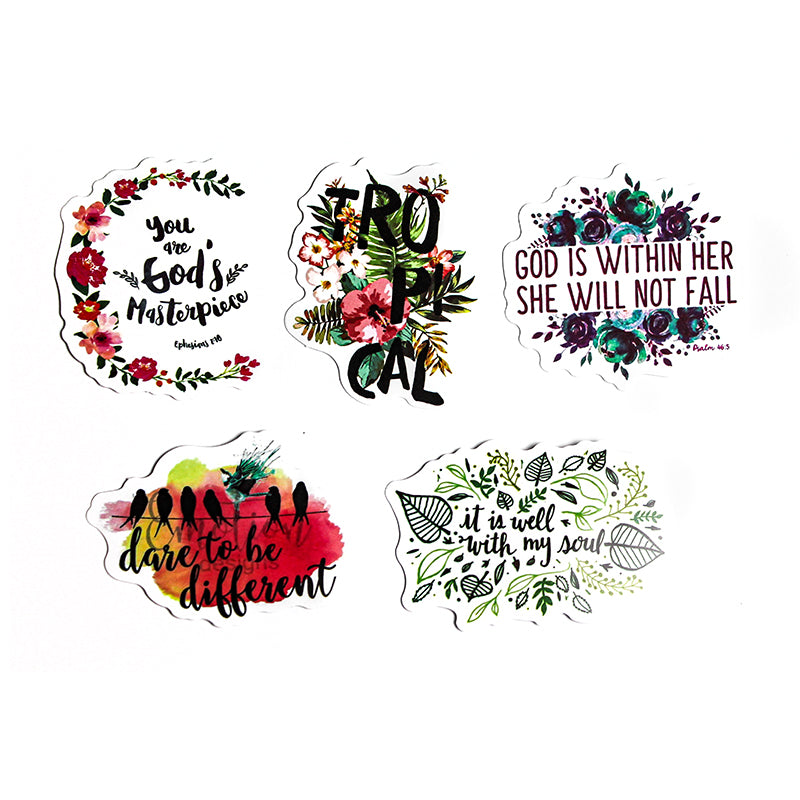 Sayings - Floral Stickers – Pack of 5