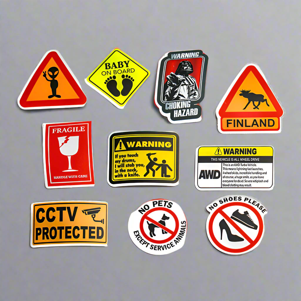 Warning Sign Stickers – Pack of 10 – Ekko Fibers